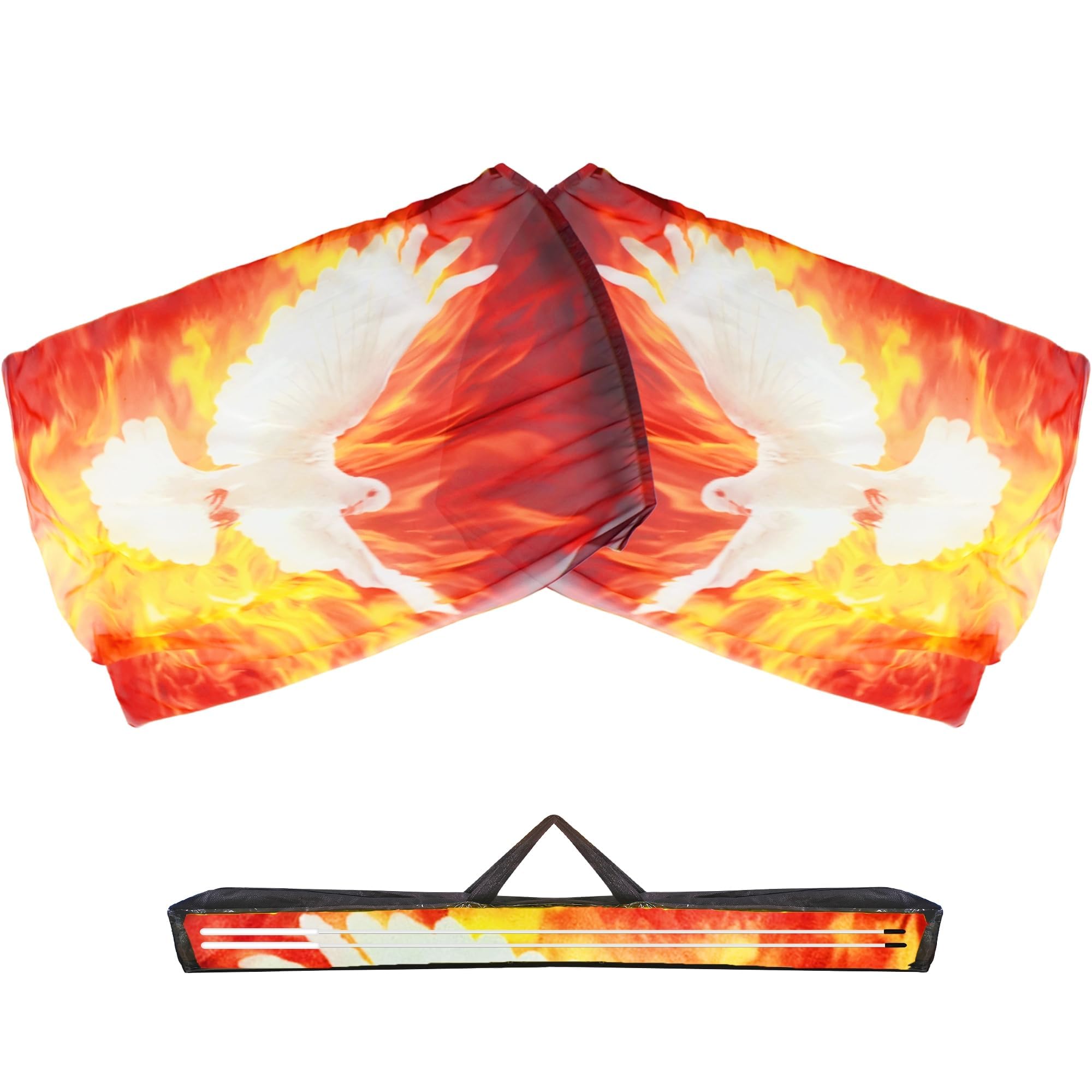 Baisdan 55" * 45" Consuming Fire Worship Flags, Praise Dance Flags with Flexible Rods & Carrying Bag, Worship Flag For Church Dance Yellow Red Blue