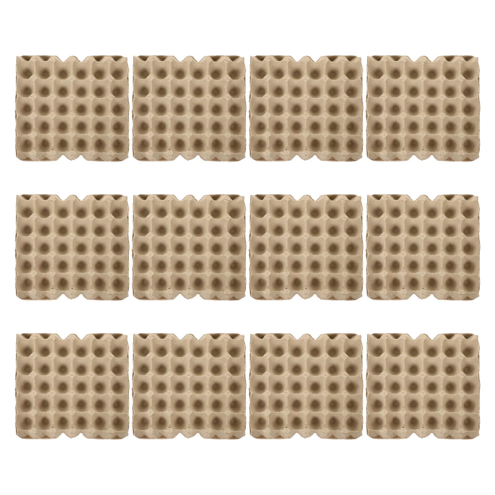 Contenitori per Uova in Polpa di Cartone Beige Impilabili Capacità 30 Uova, 12 Pezzi, Design Stabile per Negozi di Alimentari e Portauova