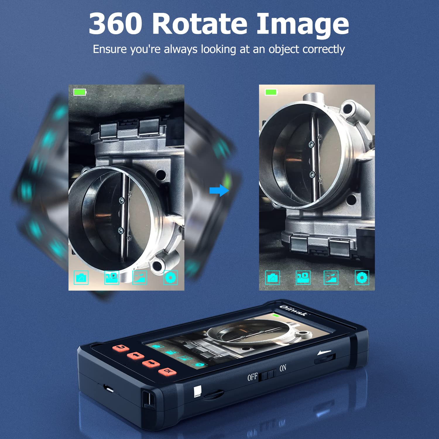 50FT Dual Lens Screen Borescope Camera, Oiiwak Dual Lens Endoscope for