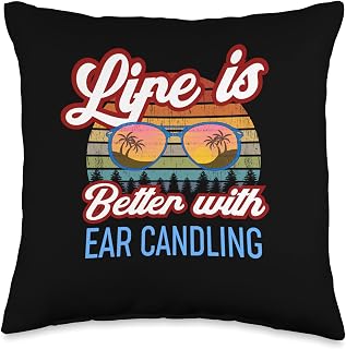 Ear Candler Retro Sunset. Life is Better With Ear Candling! Throw Pillow