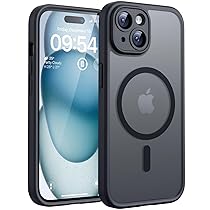 TOCOL Cover Magnetica per iPhone 15 6,1 Pollic, Compatibile con MagSafe, Protezione Fotocamera Integrata, Custodia Antiurto Traslucida Opaca, Nero