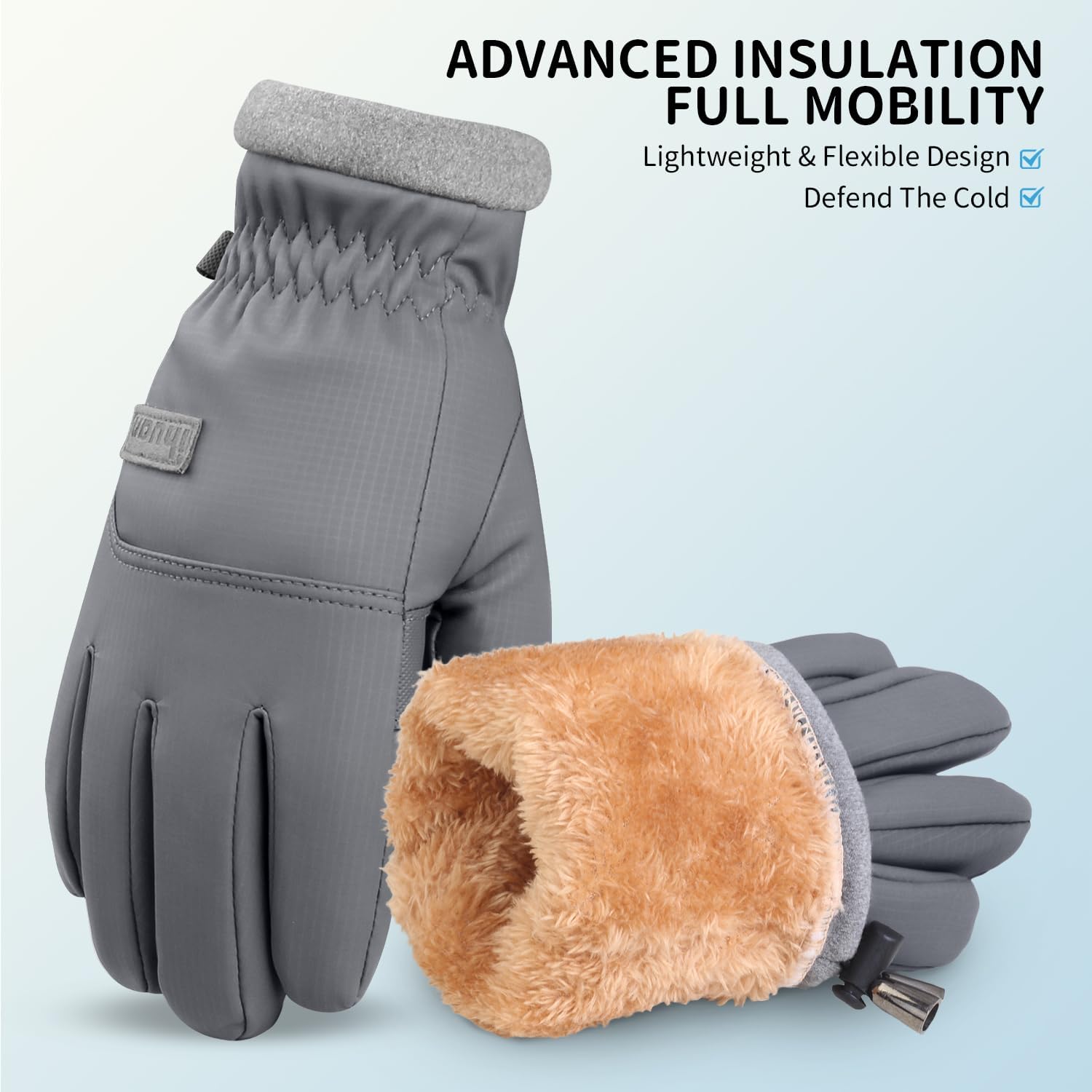 ihuan Kids Winter Waterproof Ski Gloves, Snowboarding Touchscreen Snow Cycling Running Gloves for Boys Girls - Image 3