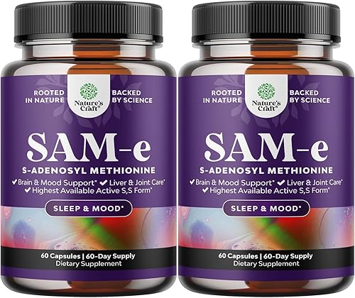Miniatura 15 de Sam-E - Suplemento de apoyo al estado de ánimo de 200 mg - S-adenosil metionina Sam-E Suplemento para relajación natural para estimular el estado