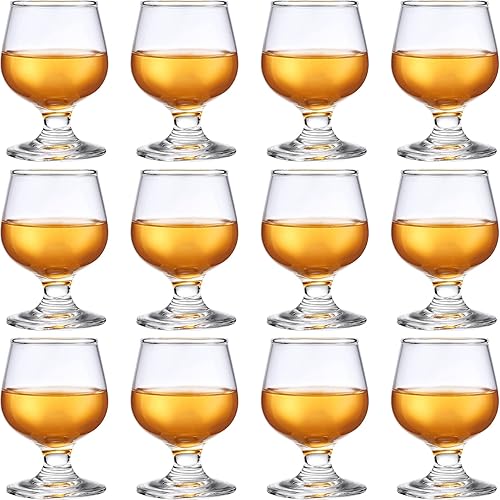 Qunclay 12 vasos de chupito de 35 oz lindo brandy snifter coñac bourbon licor tequila vasos transparentes pequeños de degustación de whisky de jerez
