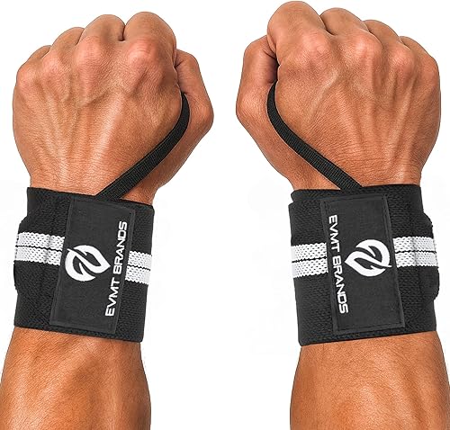 EVMT Premium Weightlifting Wrist Wraps 18in. Durable Straps for Weightlifting, Enhanced Wrist Support. Ideal Lifting Straps for Strength Training.