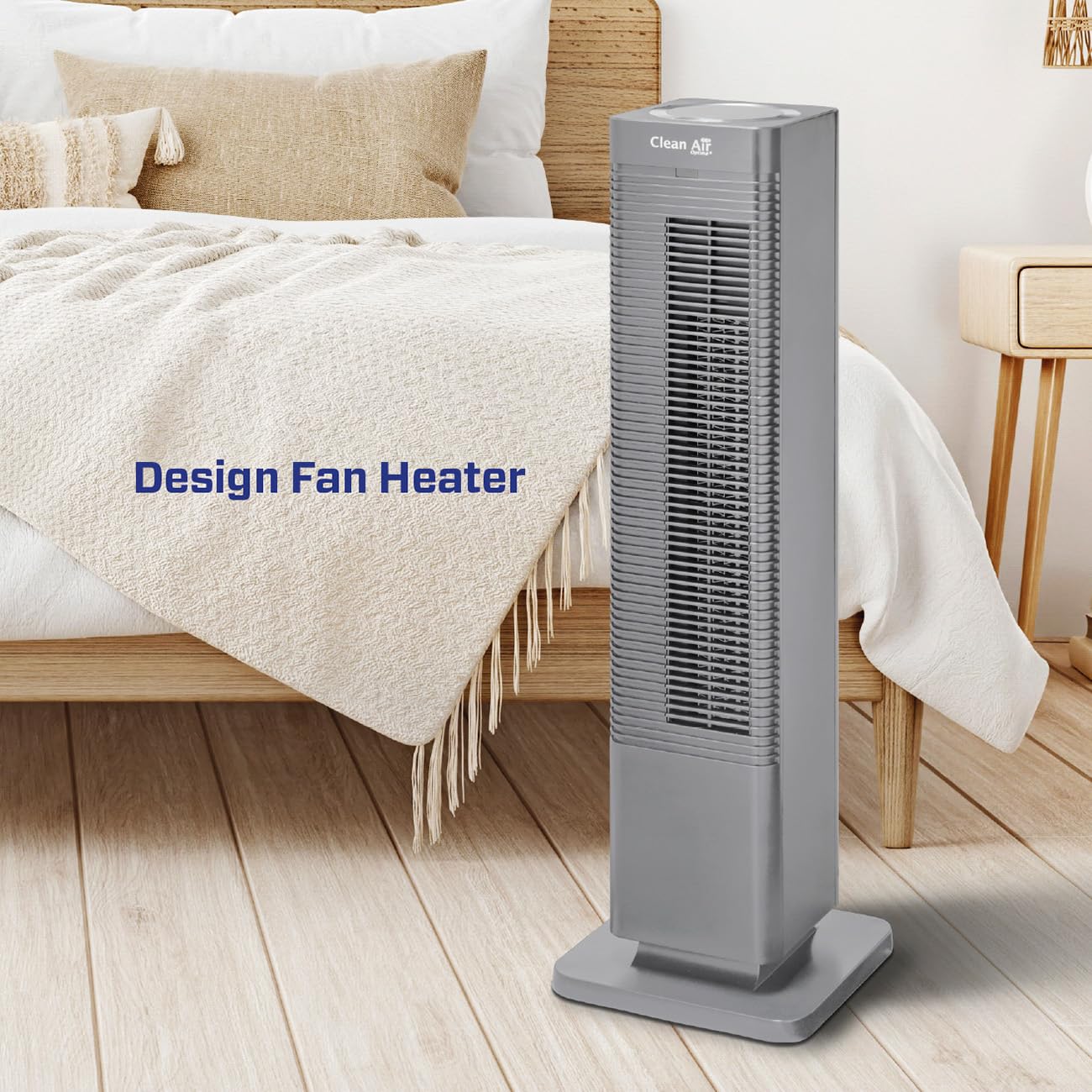 Clean Air Optima CA-904 Smart 2in1 Design Heizlüfter Heizen Kühlen 1000/2000 Watt Digitaler Thermostat 15-35°C Oszillation 80º bis 40m²/100 m³ Grau