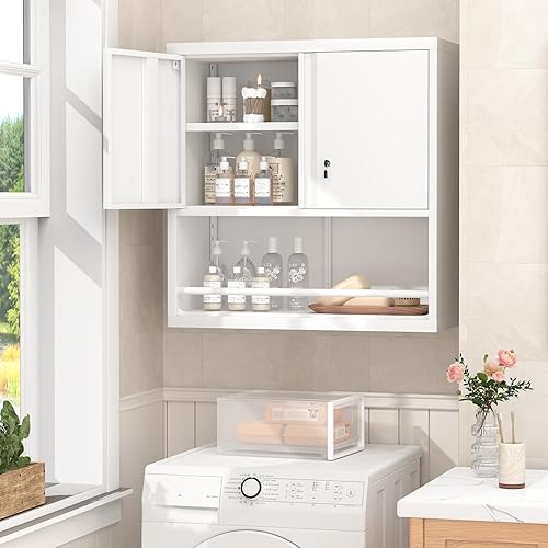 Vista 123 de GREATMEET Armarios de garaje con ruedas, armarios de almacenamiento de garaje negros con puertas y estantes ajustables, armarios de almacenamiento