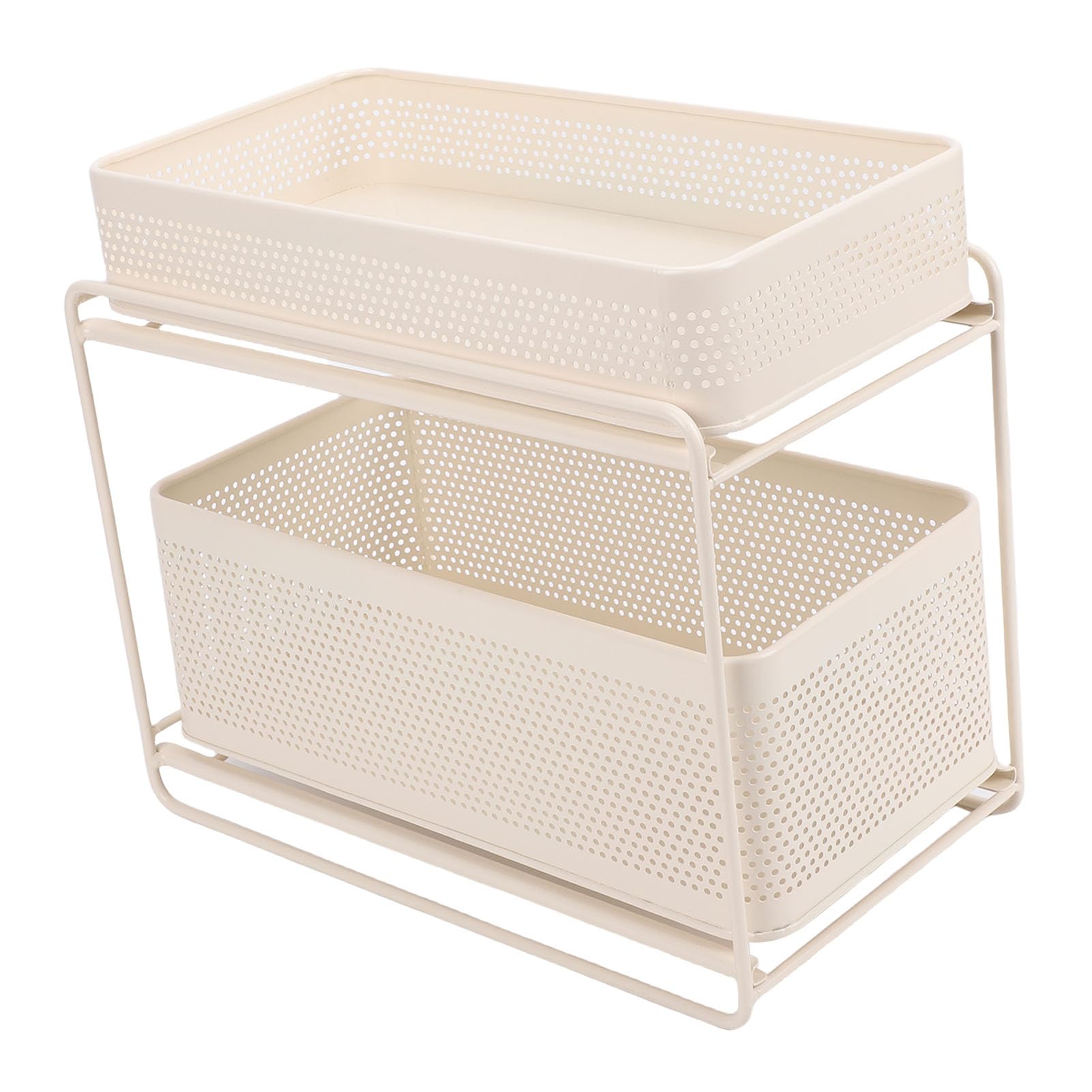 Alomejor 2-stufiger Ausziehbarer Organizer Unter der Spüle, Gewürzregal aus Rostfreiem Stahl für Platzsparende Küche, Ausziehbares Schrankregal für Schmale Schränke, 35,6 X 31,8 X 20,1 Cm