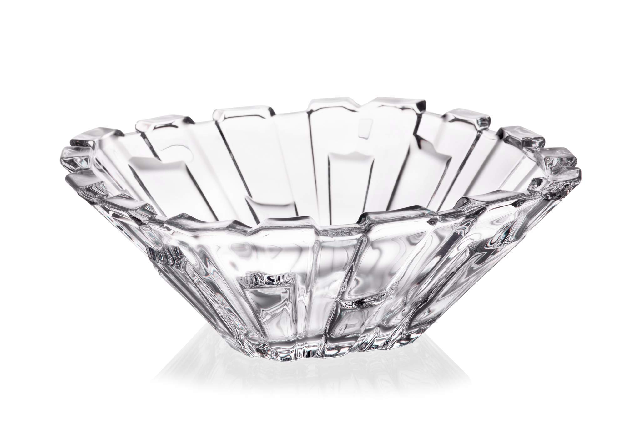 Crystal Clear Glass Bowl Bolero | Unique Decorative Centerpiece | Traditionally Handmade European Design | 10