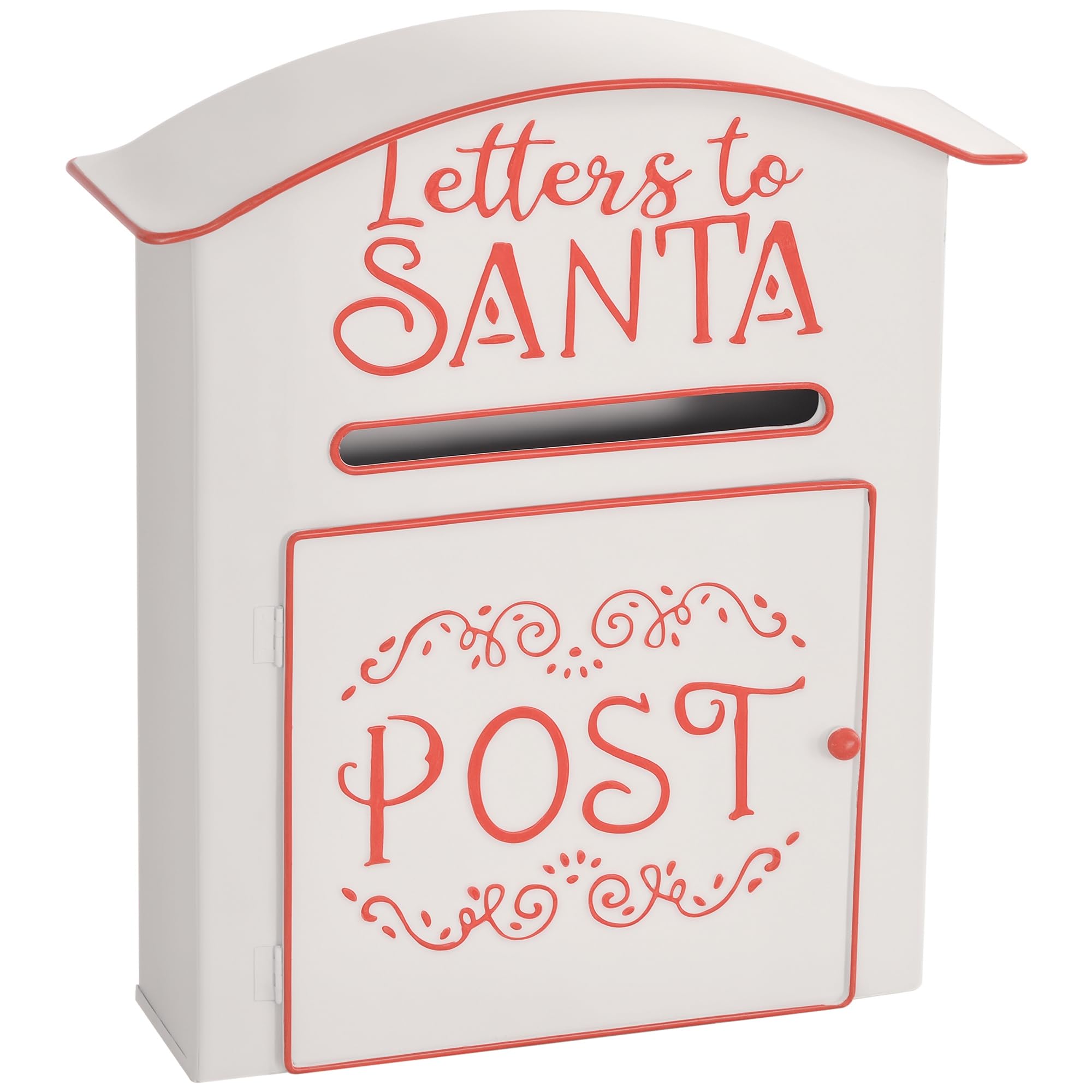 HOMCOM Christmas Post Box Wall Mounted Santa Mailbox for Xmas Decoration in White