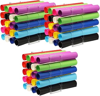 uxcell 3 Set Vinyl Roll Storage Rack, Acrylic Vinyl Roll Holder for Up to 20-Holes, Vinyl Organization for Craft Room Gift Wrap Roll Vinyl Storage Organizer, Clear