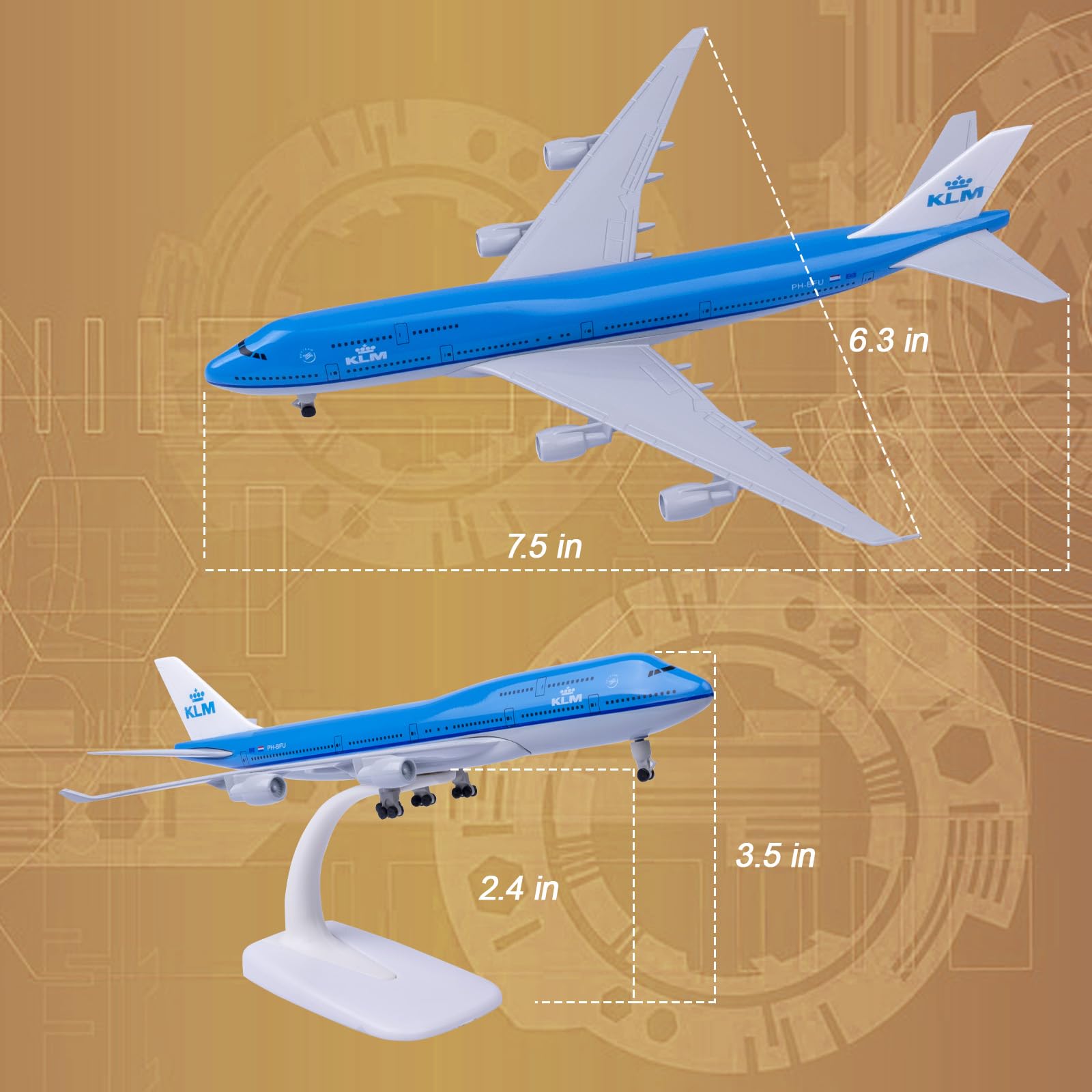 KLM Boeing 747-300SF 模型 Amazon.co.jp: Bswath モデル飛行機 1:300スケール KLM Holland B747