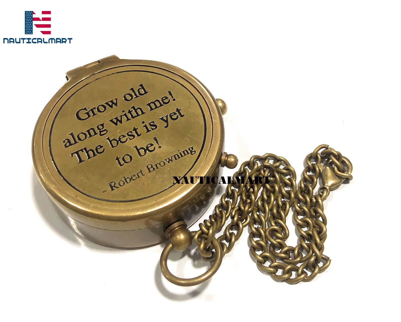 Brass Pocket Compass Grow Old Along with Me Engraving Compass, Valentine Gift, Birthday, Long Distance, Love, Sorry, Keepsakes, Old Memories, Love Momentos