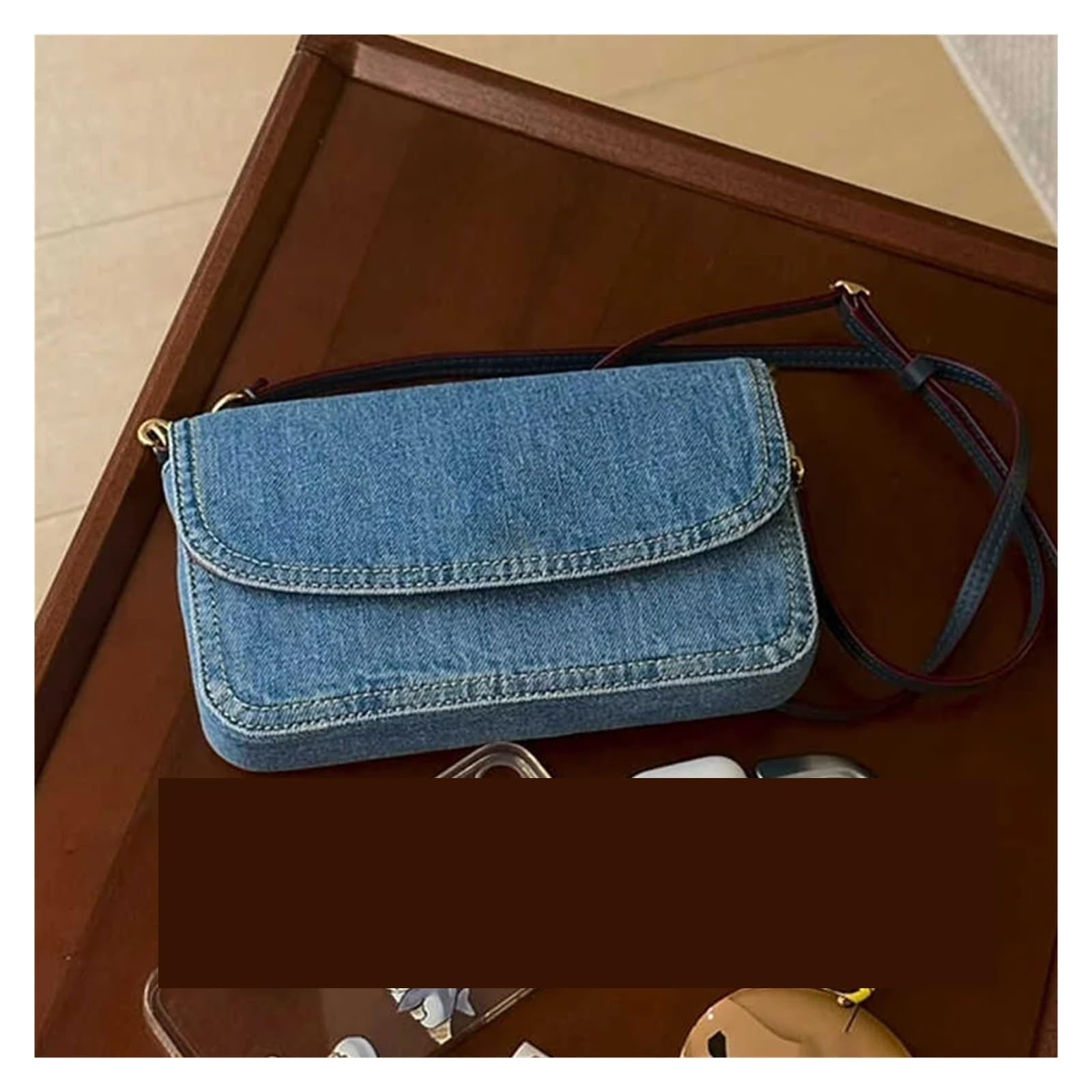 Borsa Jeans Borsa da donna estiva, borsa a mano, a tracolla, a spalla, a, piccola, quadrata, blu denim