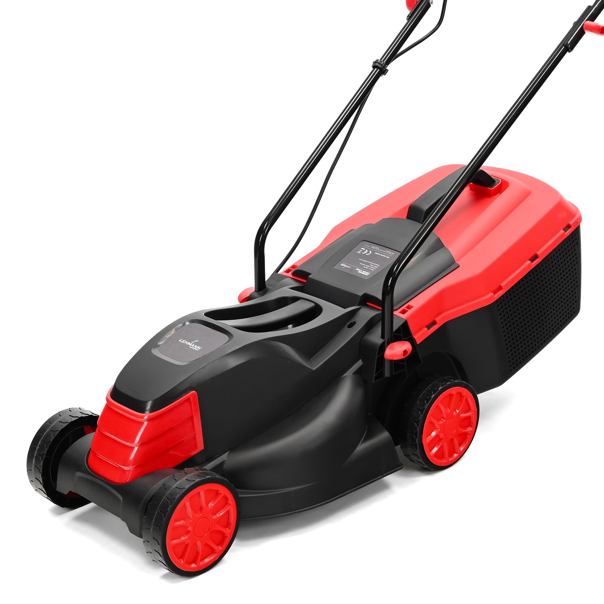 Lehmann Tondeuse à Gazon Électrique, 1200 W, Largeur de Coupe 32 cm, Bac de Ramassage 25 L, Réglage Hauteur de Coupe 3 Positions 25 à 65 mm, Jusqu’à 500 m², 3450 TR/Min