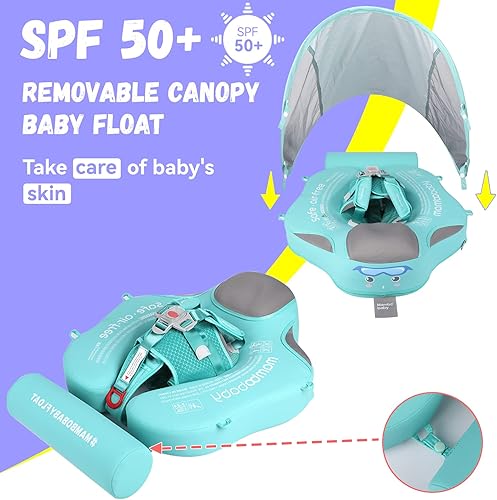 Miniatura 9 de Mambobaby - Flotador de natación para bebé con dosel, flotador de piscina infantil no inflable con cola de 3 a 24 meses, evita voltear material