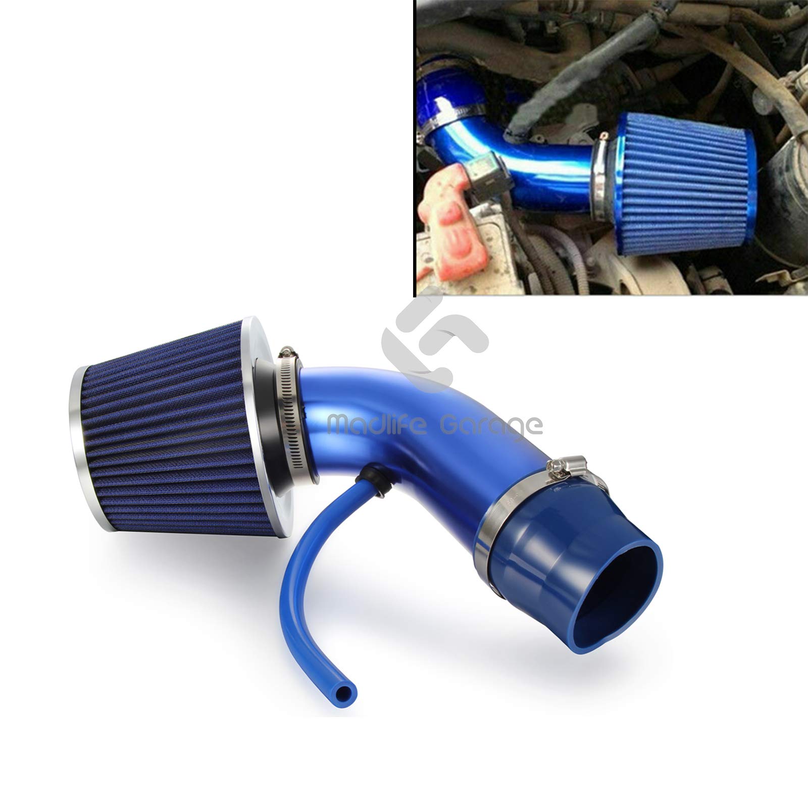 Sponsored Ad – Universal Car Cold Air Intake Filter Induction Kit Pipe Hose System Carbon(Blue)