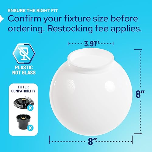Miniatura 2 de KastLite Globo de poste de lámpara de acrílico prismático transparente de 8 pulgadas  Textura prismática con cuello de ajuste de 3.91 pulgadas