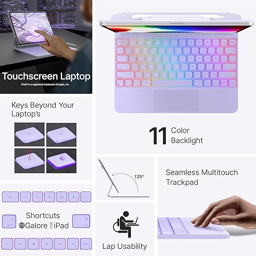 Miniatura 10 de typecase Funda de teclado Edge para iPad Air de 13 pulgadas (M3/M2, 2025/2024) y iPad Pro de 12.9 pulgadas (6ª/5ª/4ª/3ª generación), teclado mágico
