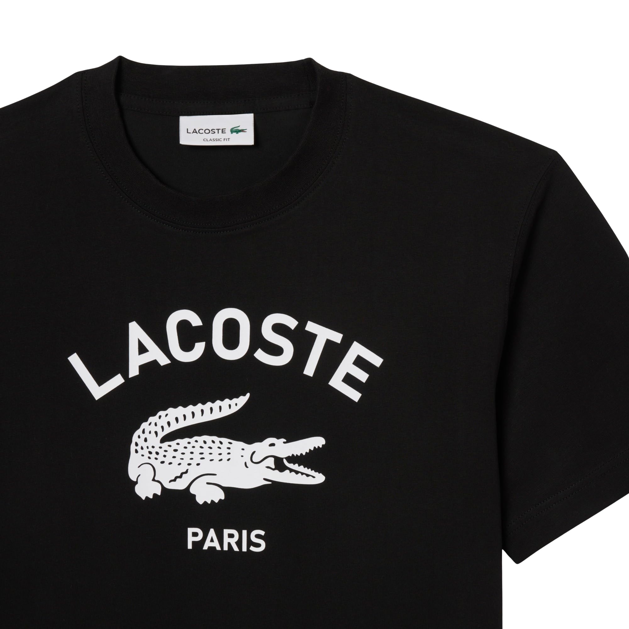 Lacoste Signature Print Cotton T-Shirt Camiseta de algodón con Estampado Distintivo Hombre (Pack de 1)