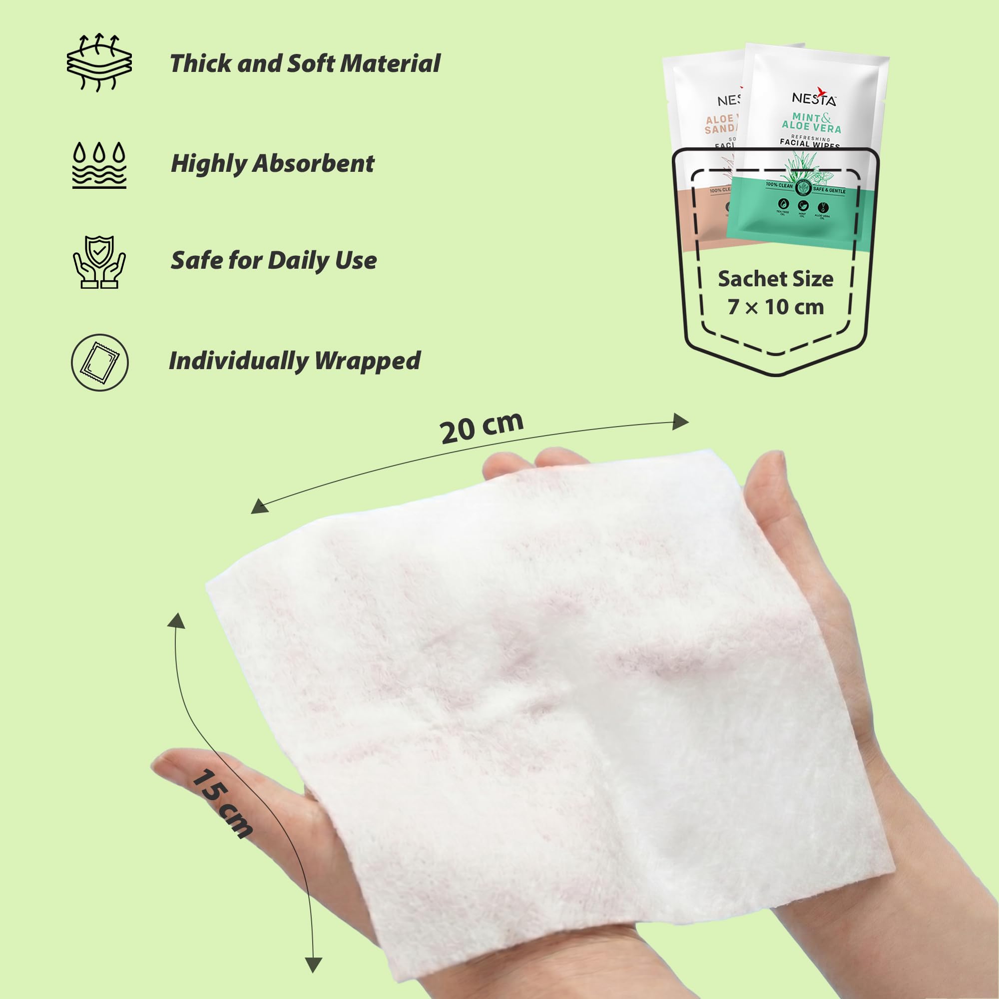 Nesta Natural Hydrating Rose & Aloe Vera Soft Face Wet Wipes | Clears Dirt, Gives Fresh & Glowing Skin | Alcohol Paraben Silicon Free, (5 Packets x 10 Wipes = 50 Wipes) 4