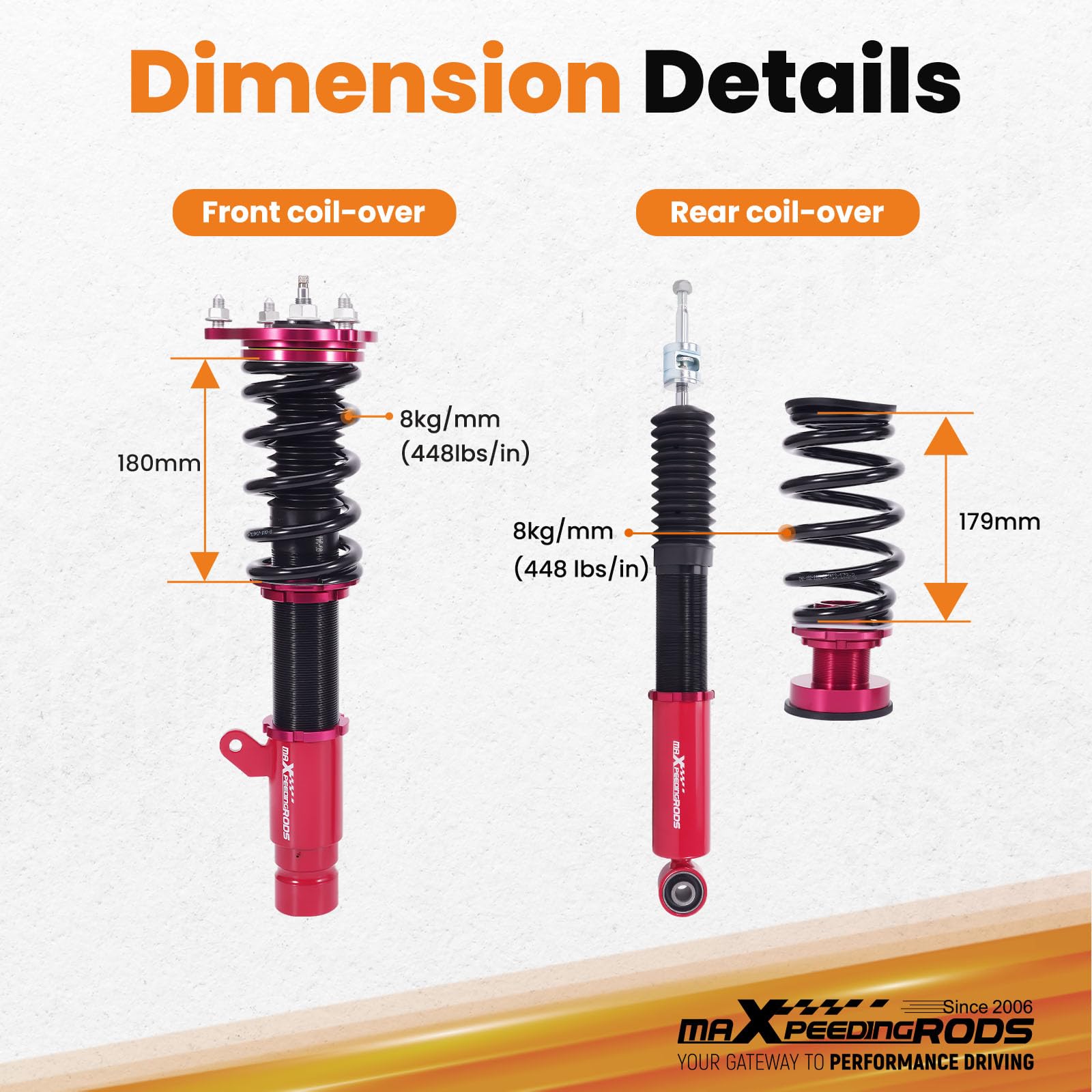 MaXpeedingrods 24 Way Adjustable Coilovers Kit For Honda Accord