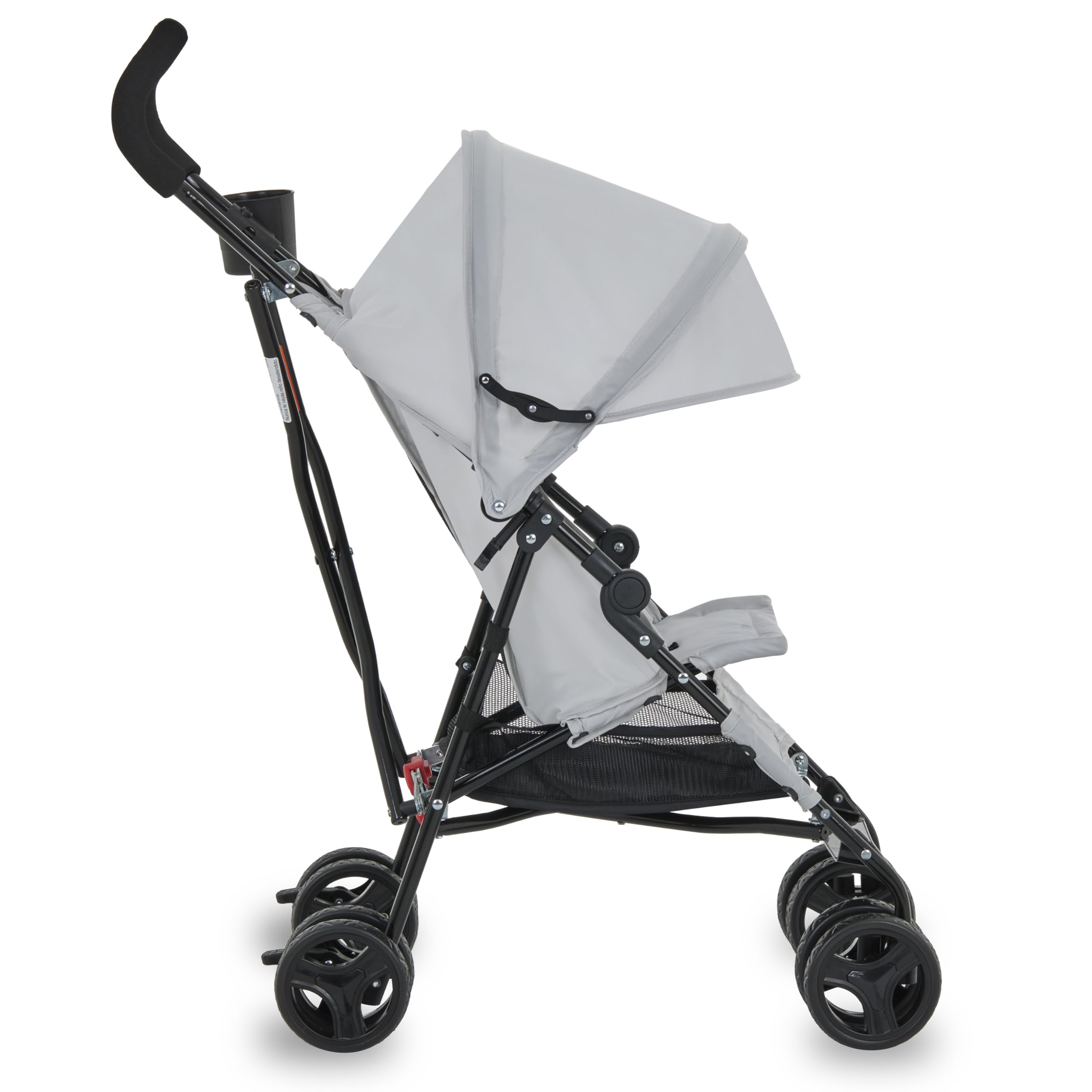 Dream On Me Rover Convenience Baby Stroller – Lightweight & Compact Travel Umbrella Stroller, Quick One-Hand Fold, Lockable Rear Wheels, Adjustable Canopy, 3-Point Safety Harness & Cup Holder – Grey