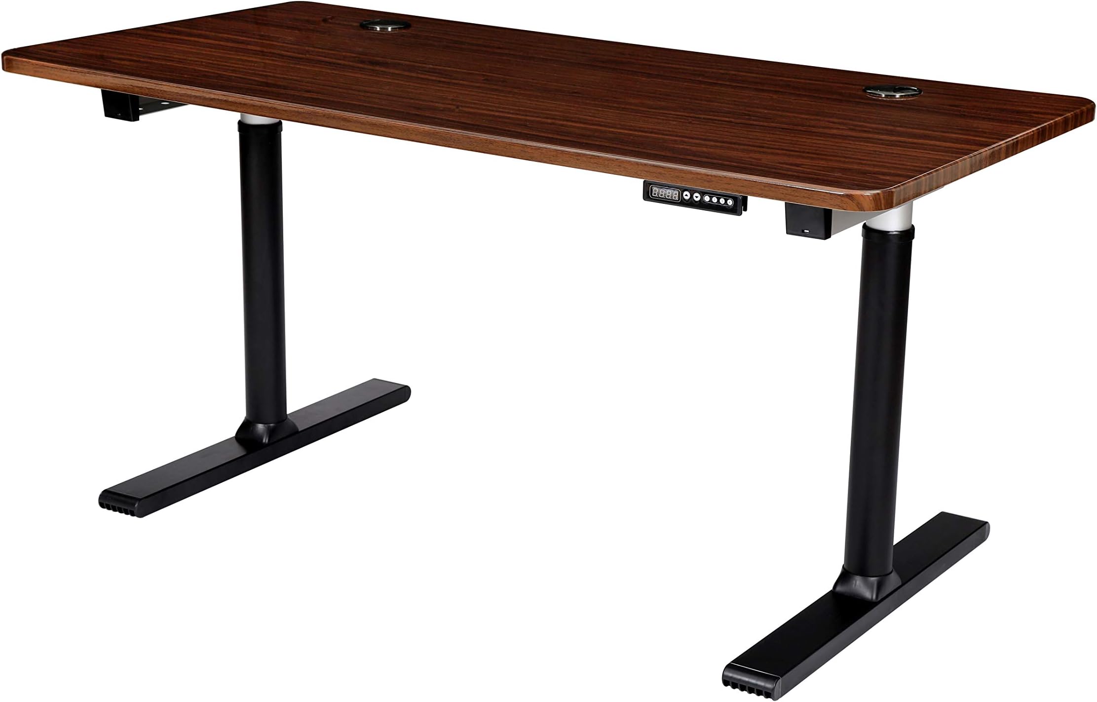 ApexDesk Quattro Series 60" Electric Adjustable Standing Computer Desk for Home and Office Width and Height Adjustable, Curved American Walnut