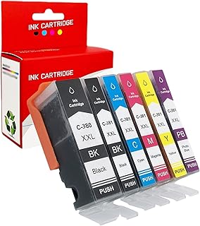 Para Canon 380 381 BCI-380 BCI-381 Cartuchos de tinta compatíveis para PIXUS TR7530 TR8530 TS6130 TS8130 (BCI-380 BK, BCI-381 Photoblue amarela de ciano preto) 6-Pack