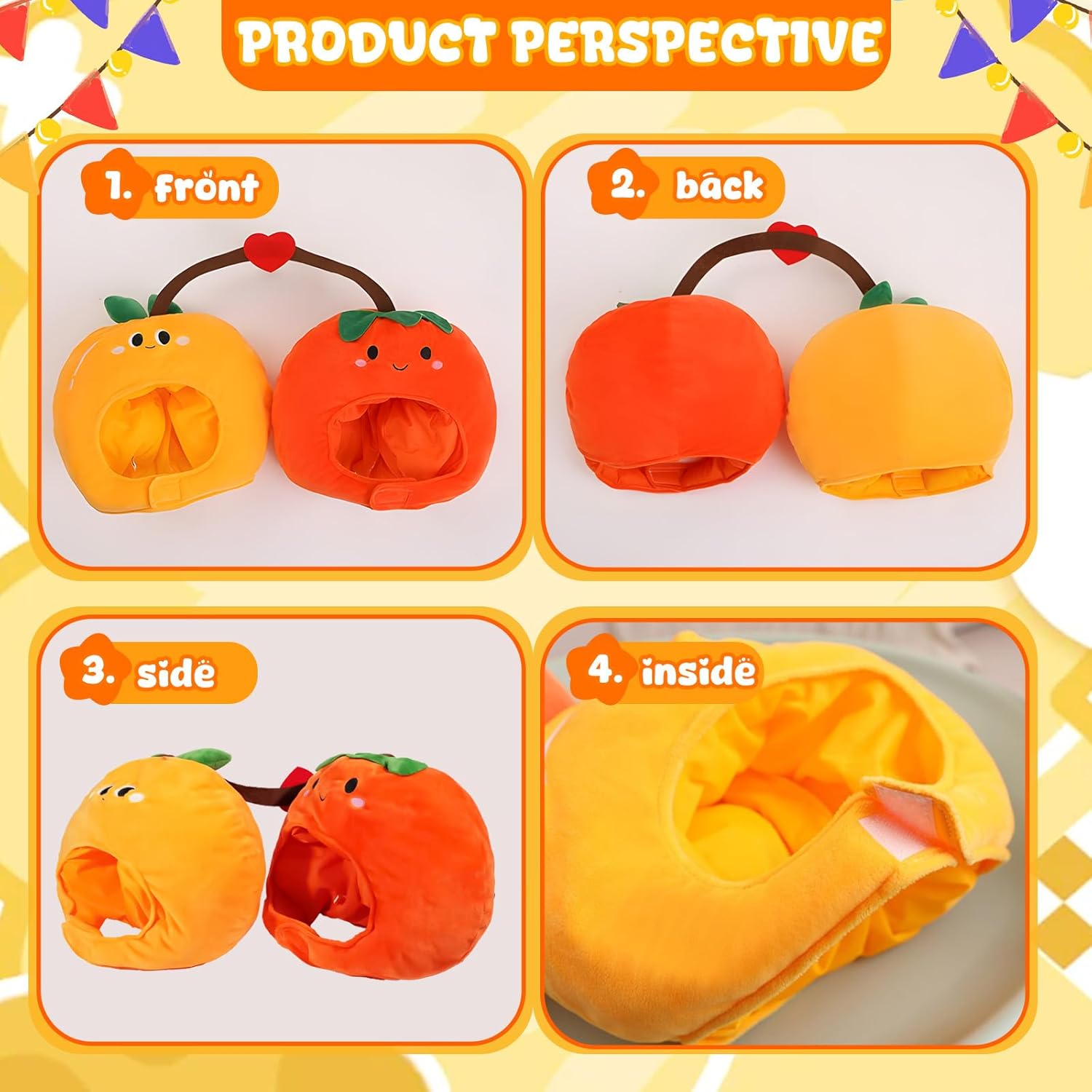 Cherry Hat Red Apple Costume Orange Headgear Fruit Hat Crazy Funny Hats for Party Dress Up - Image 3