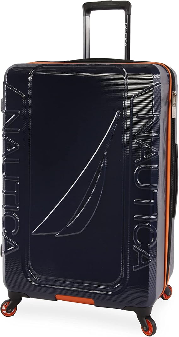 Nautica Birch Hardside Spinner Luggage, Navy/Orange, CarryOn 21Inch