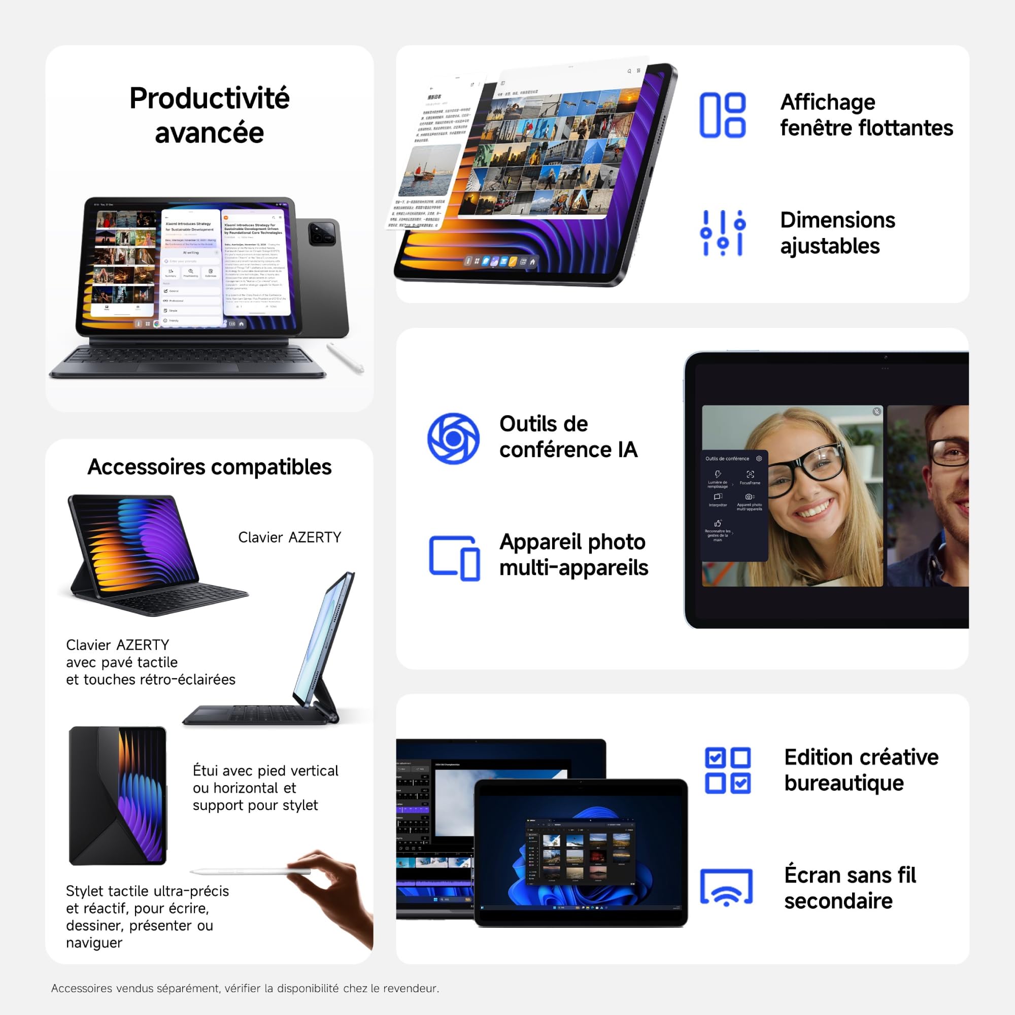 Xiaomi Pad 7 Pro, tablet 11,2", 8 256G + oficjalna okładka - bateria 8850 mAh, 67 W, HyperAI - Niebieski