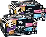Sheba Perfect Portions Wet Cat Food Pate, Sustainable Salmon and Tender Whitefish & Tuna Entree, Cat Food Wet Recipe Variety Pack, 2.6 oz. Twin-Pack Trays (12 Count, 24 Servings) (Pack of 2)