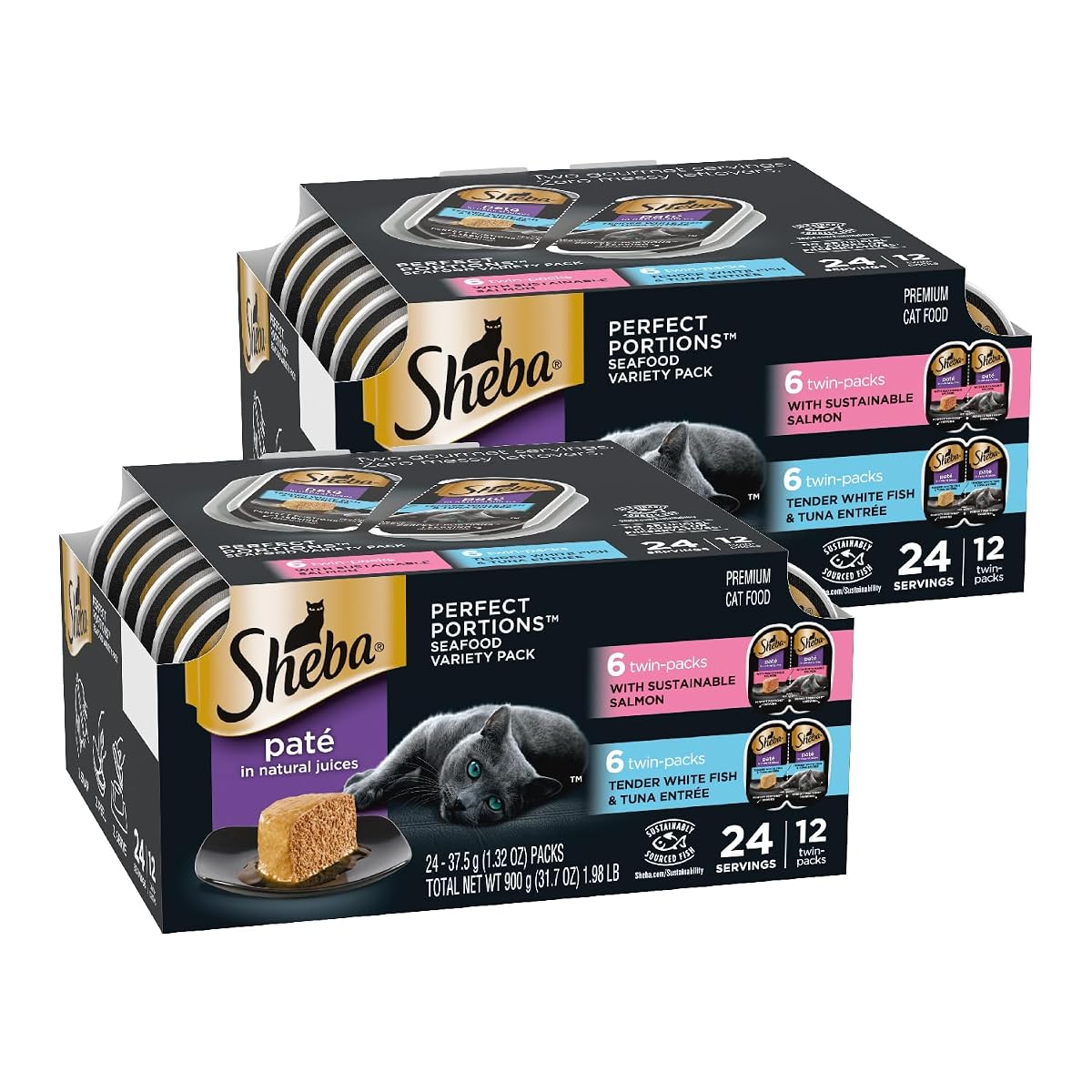 SHEBA PERFECT PORTIONS 2.6 oz. Multipack Pate, Delicate Salmon and Tender