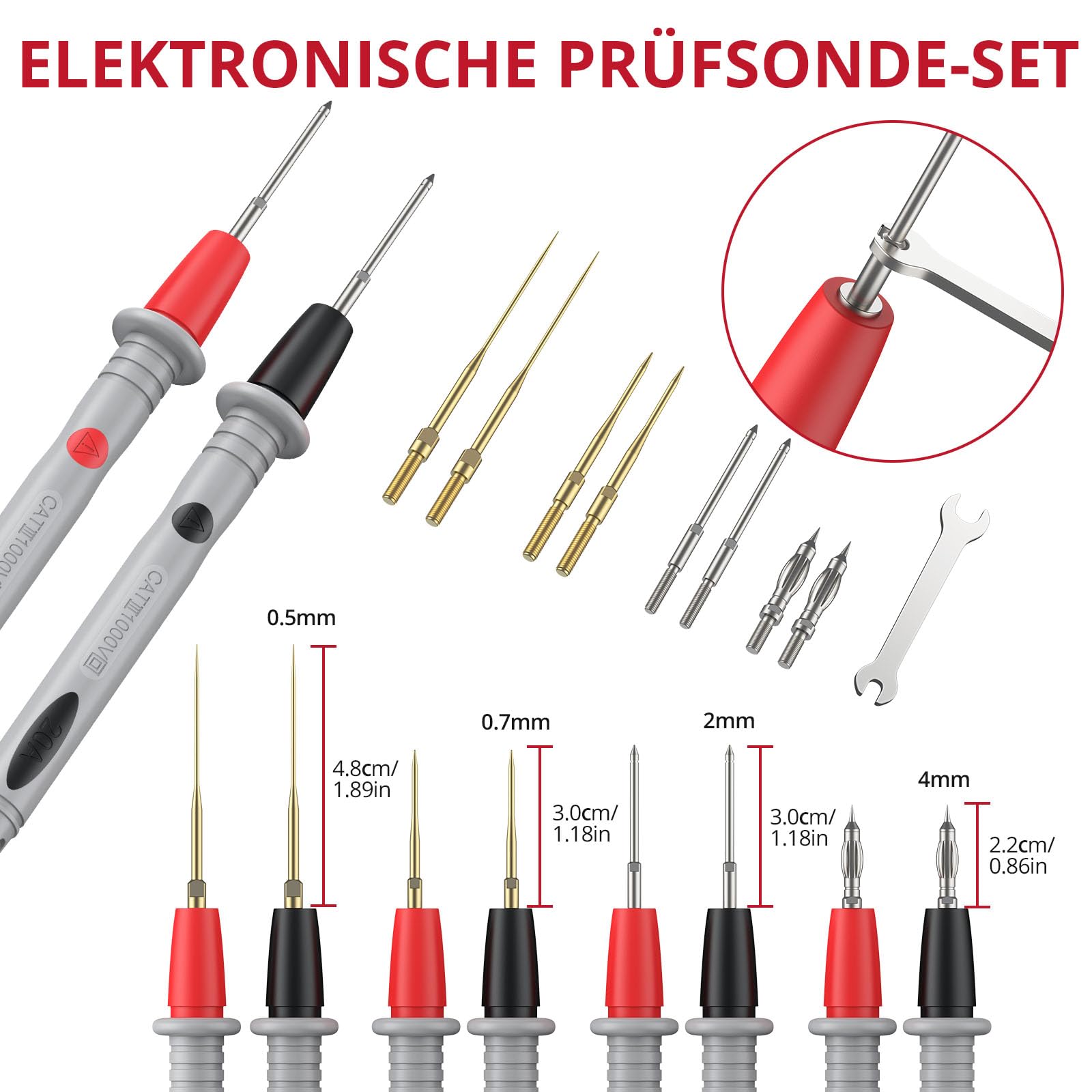 BINTA Multimeter Messleitungen Set 25-in-1 Elektro-Multimeter-Testkabel mit Krokodilklemmen, Testsonde, Federgreifer, Bananenstecker für Spannungskreistester