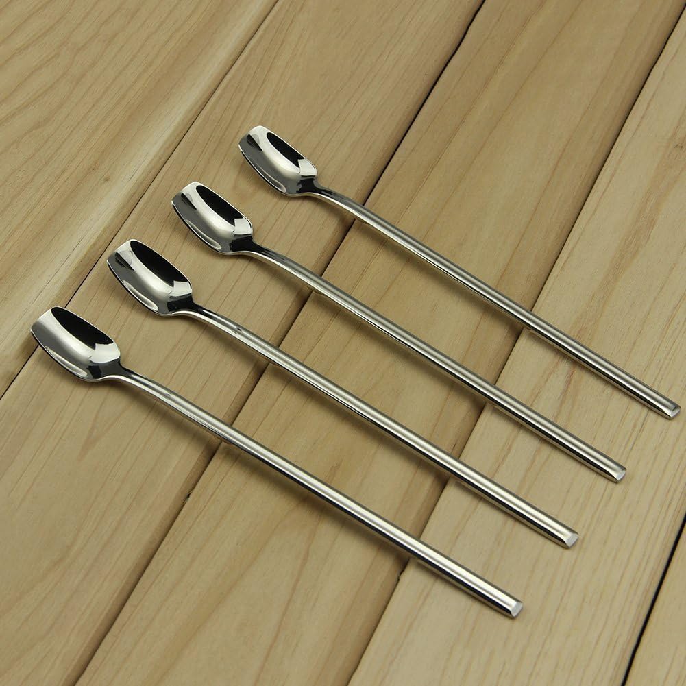 Ankooki 18/10 Stainless Steel Long handle Iced Mixing Spoon-Pack of 6 (Style 2)