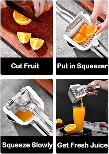 Miniatura 3 de Exprimidor de limón de acero inoxidable real, exprimidor de cítricos, prensa manual resistente, extractor de jugo de exprimir, prensa de pomelo