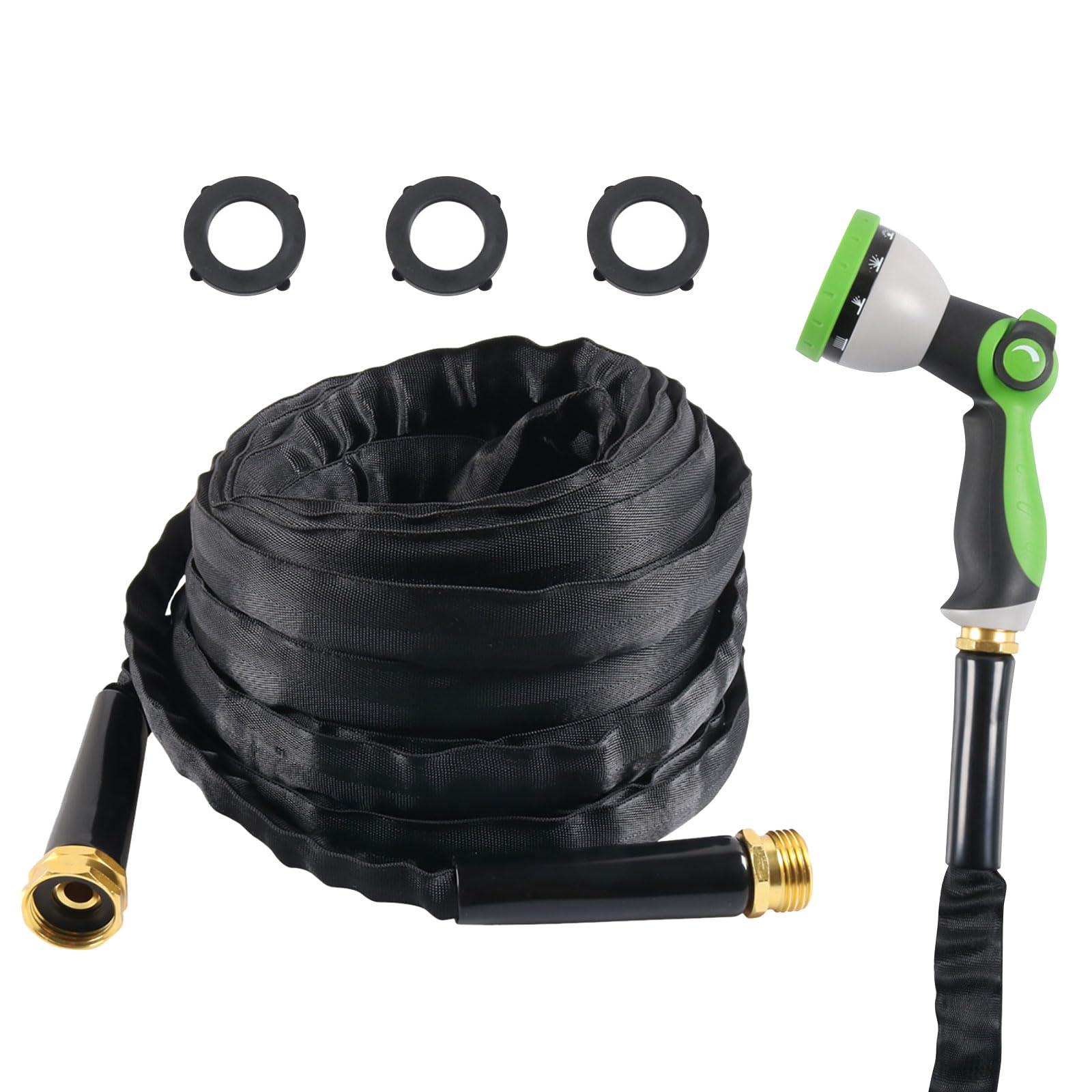 Hdoytxxm Green Leak-Proof Rubber Water Pipe 75Ft Not Expanding With Multi-Pattern Shower Head For Yacht Gardening Use Permanent Marine Hose Enlarging Garden Enlarging Direct Current Against Twist Vessel Flat