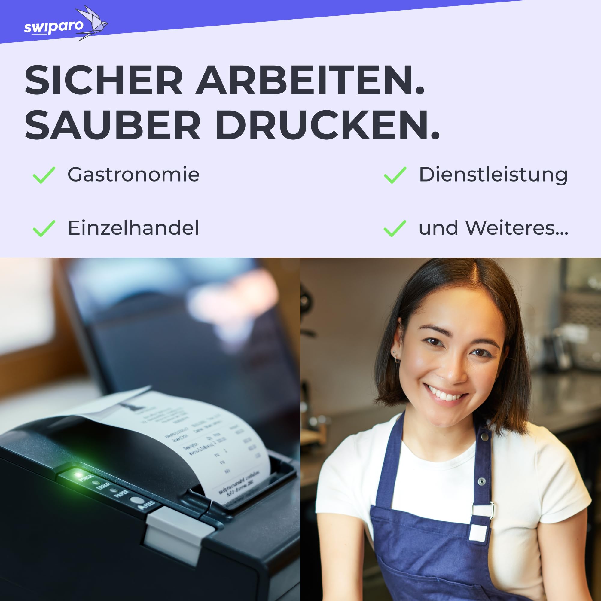Thermorollen 80mm x 63mm x 12mm [Universell für gängige Kassensysteme] - Kassenrollen 80x63x12 Thermo - Bonrollen Thermopapier - Geeignet für Drucksysteme mit Papierbedarf bis 50m (50 Stk)