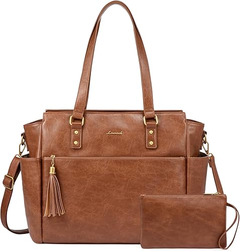 Miniatura 15 de LOVEVOOK Bolsa de mano para laptop para mujer de 15.6 pulgadas, bolsa de trabajo vintage con gran portavasos, bolsa impermeable para computadora y