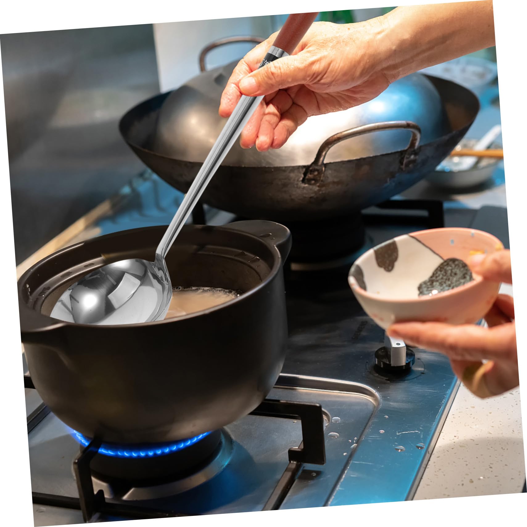 VALICLUD Edelstahl-suppenkelle mit Langem Griff Großes Servierlöffel für Kochen Rühren und Servieren von Suppen Soßen und Braten
