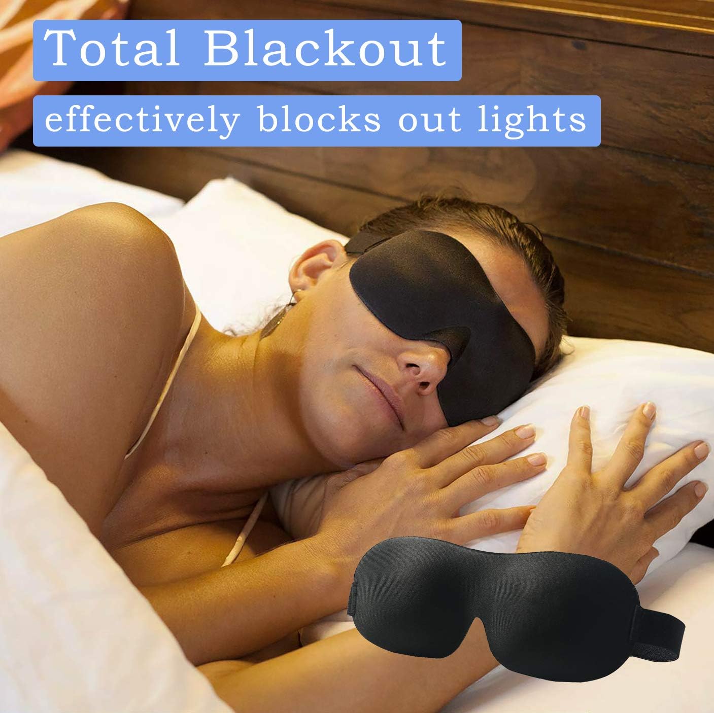 Sleep Mask 3 Pack, 100% Blackout Eye Mask for Sleeping, 3D Contoured Night Blindfold for Women Men, Lightweight & Comfortable with Extensions Strap, Eye Shades for Travel/Naps (Blue & Black & Purple)