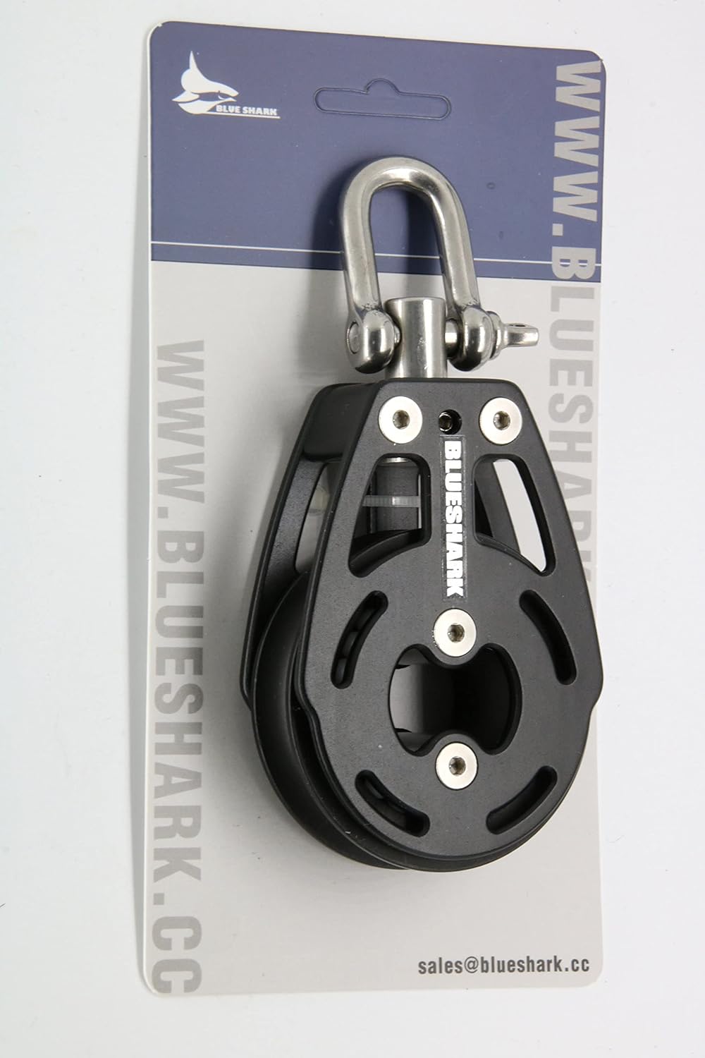 Blue Shark 2310-57 mm Single Swivel Aluminum Sailing Block - Max Line: 7/16” (12 mm), Safe Working Load (SWL): 1100 lbs (500kg), Breaking Load: 3500 lbs (1600 kg)