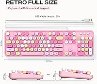 Vista 7 de Teclado con cable, teclados de máquina de escribir de tamaño completo de 104 teclas, teclado de oficina USB Plug and Play con teclado numérico