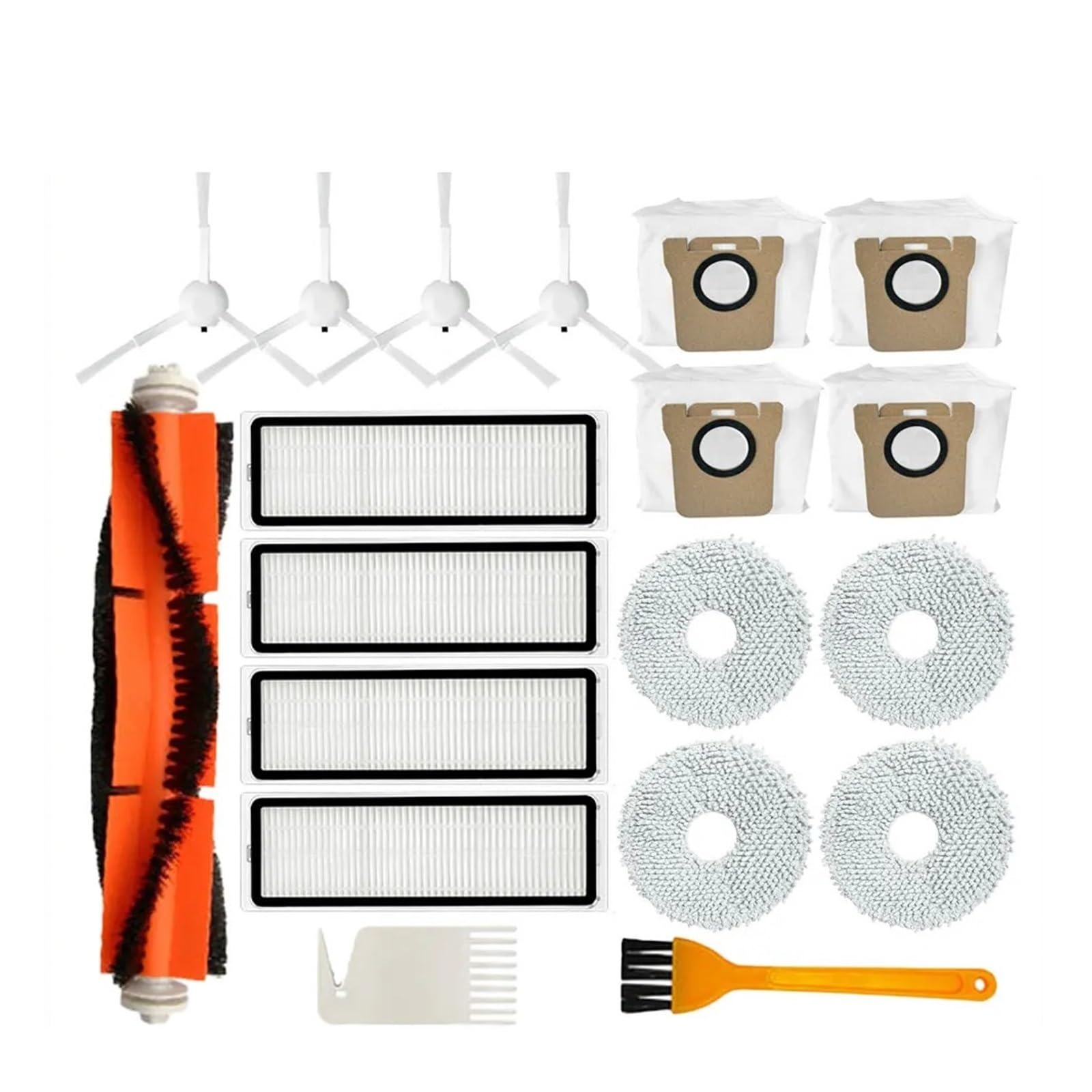 Compatible con Xiaomi Robot Aspirador X10+ / X10 Plus B101GL Repuestos Accesorios Cepillo Lateral Principal Filtro HEPA Bolsa for Polvo Paño de Fregona(Set A)