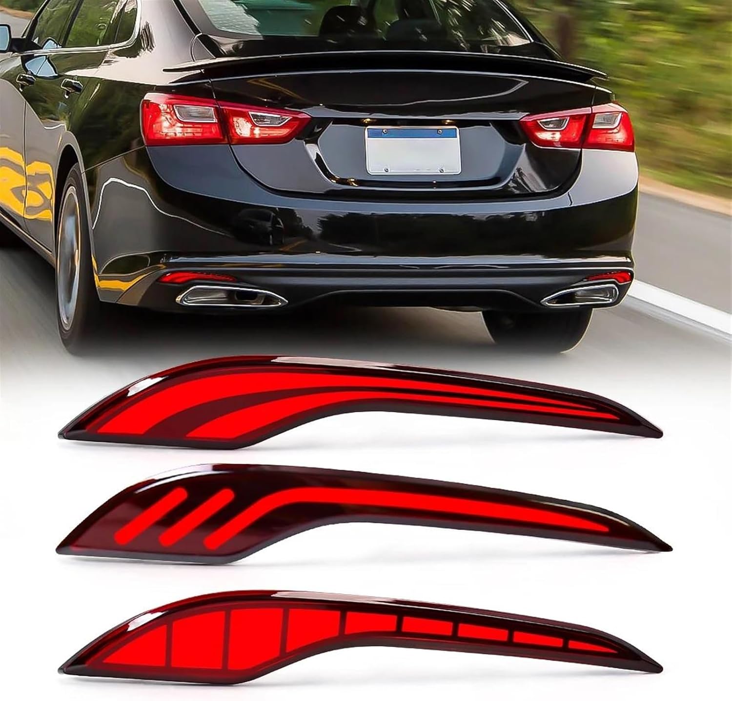 Car Rear Lights Upgrade Car LED Rear Bumper Brake Reflector Light Dynamic Turn Signal Lamp for Chevrolet Malibu XL 2019 2020 2021 2022 2023 Taillight(Red,Lattice)
