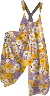 Mono de mujer para el día a día, oficina, vacaciones, cuello en V, manga larga, corte holgado, con estampado floral, apliques de encaje
