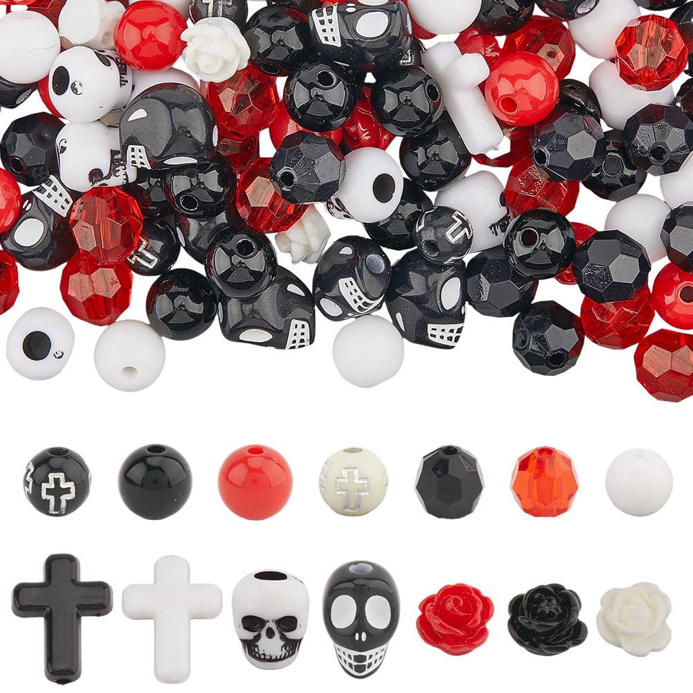 Perles Tête de Mort en Pierre pour Créer vos Bijoux d'Halloween et Accessoires Gothiques de Soirée