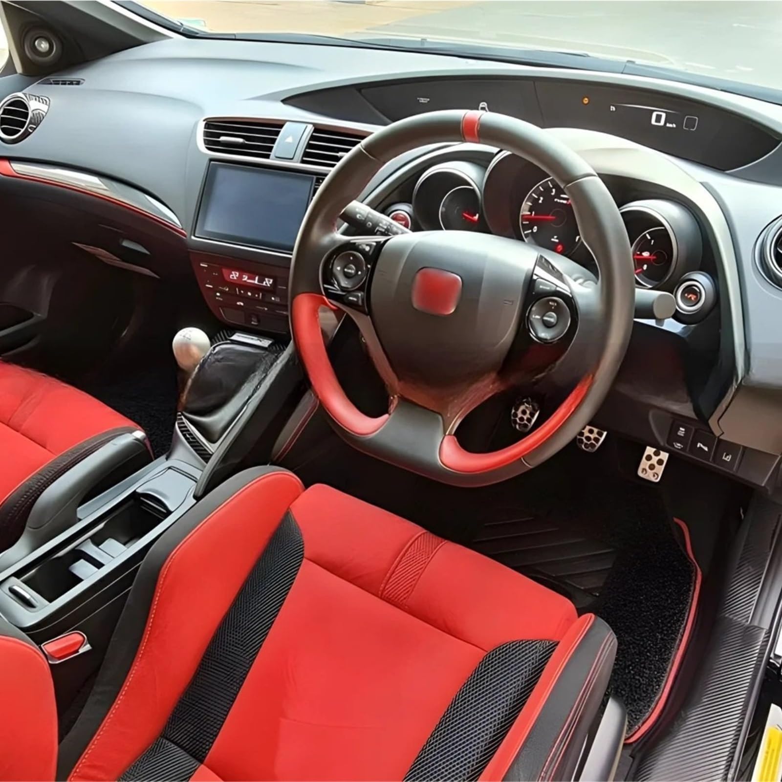 Folia na panel‌ Okleina skrzynia biegów‌ Osłona ramki otworu wentylacyjnego wewnętrznego, pasuje do Honda CIVIC 8 FK2 TYPE-R, akcesoria samochodowe, prawdziwe włókno węglowe