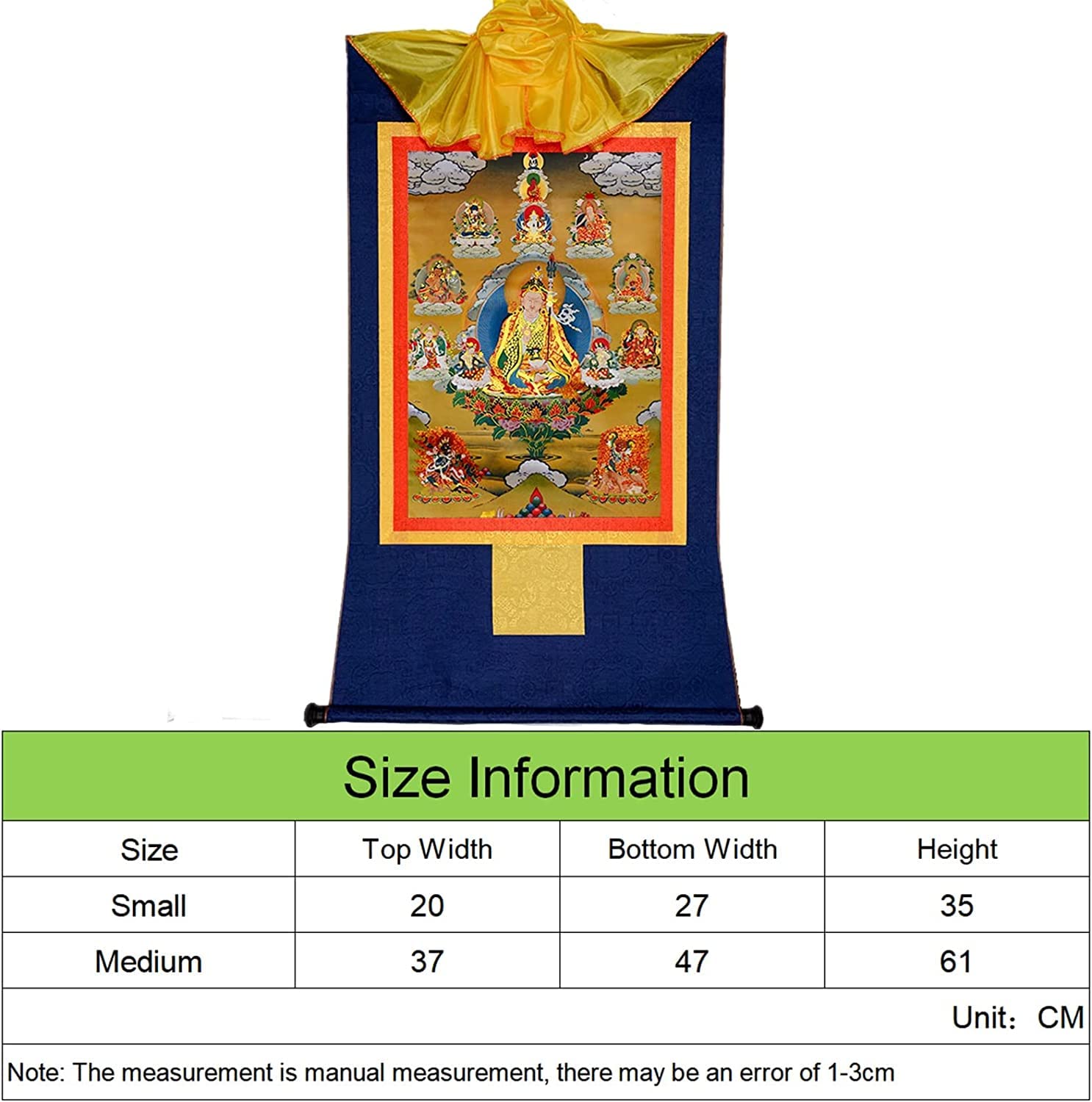 YTBHSHXZ Tibetische Thangkas, Guru Padmasambhava Tibetischer Thangka-Wandteppich, Ema Gyalpo, buddhistischer Thangka-Brokat, Shakya Senge(Blu,S)
